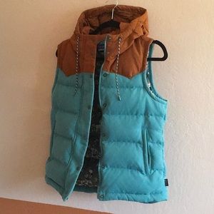 Blue and Orange Patagonia Puffer Vest